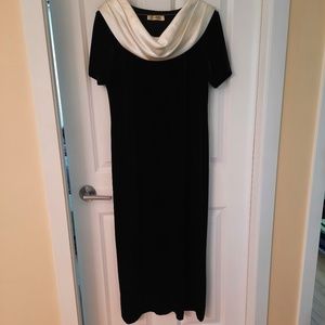 Long black velvet evening dress with short sleeve size 12